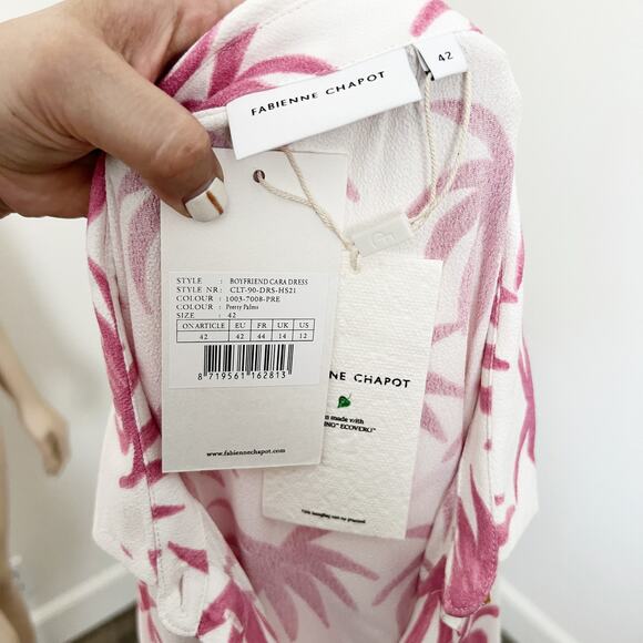 [Anthropologie] x Fabienne Chapot Pink Pretty Palms Boyfriend Cara Dress NWT 12 - Picture 11 of 11